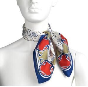 The Metropolitan Museum Of Art Silk Scarf-geometric Red And Blue Pattern